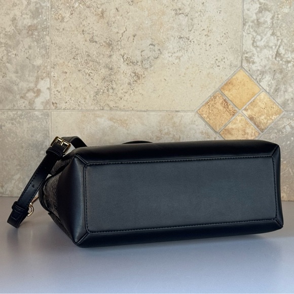 Michael Kors Reed Large Satchel Shoulder Bag Exotic Patent Black - Picture 5 of 12